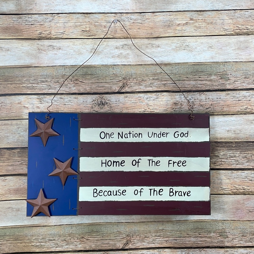 Patriotic Flag Sign Door Hanger